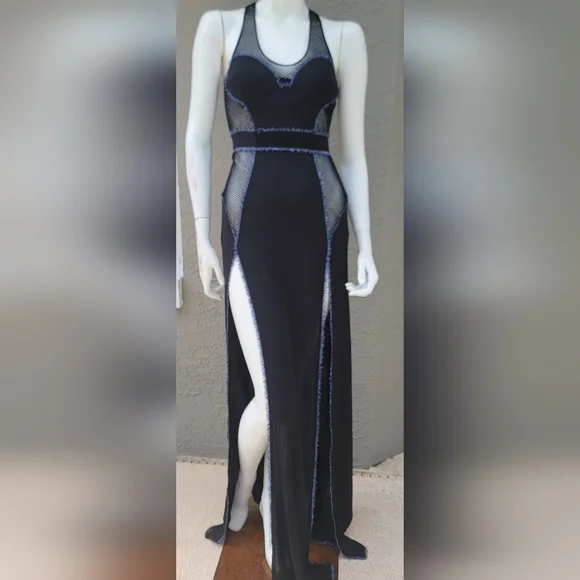 La Perla | Intimates & Sleepwear | La Perla Double Split Goth Fishnet Sheer  Bodice Long Slip Gown Size Small | Poshmark